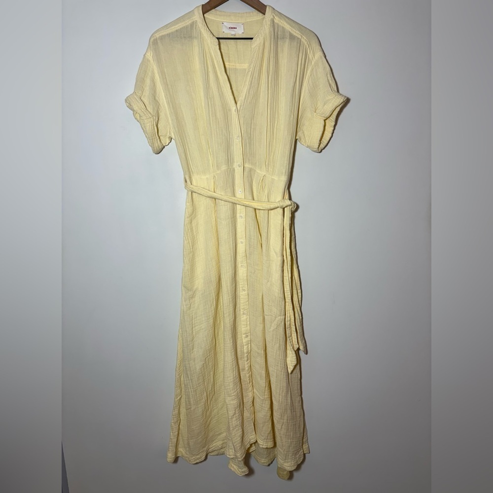 Xirena Button Down Tiered Maxi Dress Yellow Size XS New
